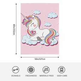 HGOD DESIGNS Unicorn Blanket Smooth Soft Animal Rainbow Hair Cloud Stars Print Throw Blanket for Sofa Chair Bed Office 130x150cm