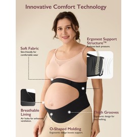 Momcozy Pregnancy Belly Band, CozySupport Ergonest Maternity Belly Band, Invisible Pregnancy Belt for Back, Abdomen, Waist