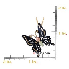 Black Butterfly Necklace, 12k Green and Rose Gold Black Hills Gold Motif, 18''