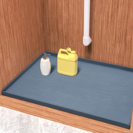 URMONA Waterproof Silicone Under Sink Mat 19'' x 12'' Shelf Liner for Kitchen and Bathroom, Cabinet and Counter Protector, Storage and Organizers, Litter Mat, Pet Cat Puppy Essentials(Dark Grey)