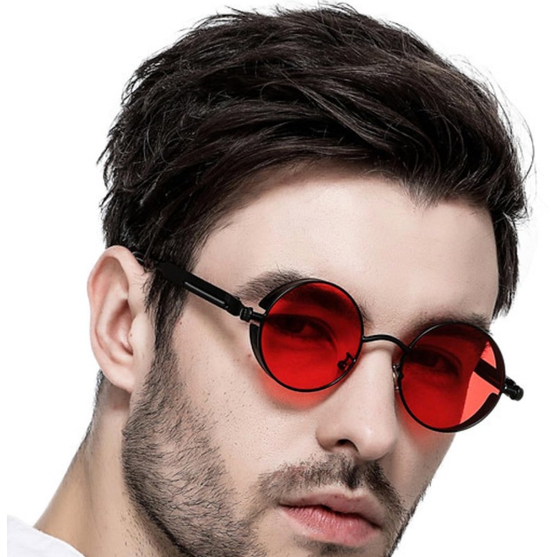 FREESE Men's Round Sunglasses, Designer Metal Frame, UV Protection