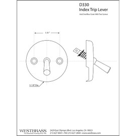 Westbrass 3-1/8" Two-Hole Trip Lever Overflow Face Plate and Screws, Polished Chrome, D330-26