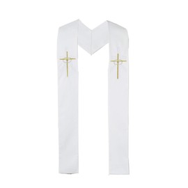 Autom Reversible Baptismal and Wedding Stole, White, One Size