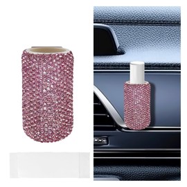 LHDOS Bling Car Chapstick Holder, Upright Lip Balm Holder for Car, Crystal Rhinestone No Melt Lipsticks Organizer Case, Insulating Vehicle Interior Accessories for Women Men (Pink)