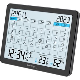 Technoline WT2600 Desk Calendar, Temperature Display, Humidity Display, Min/Max Display, 17 x 14 cm, Black