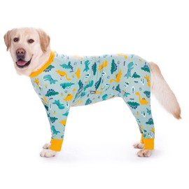 HDKUW Large Dog Recovery Suit, Anti-Shedding Dog Pajamas,After Surgery Dog Onesie, Warm Dog Shirt Coat for Medium Large Dog Green Dinosaur 32#