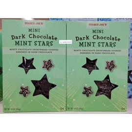 Trader Joe's Mini Dark Chocolate Mint Stars 10oz 284g (Two Boxes)