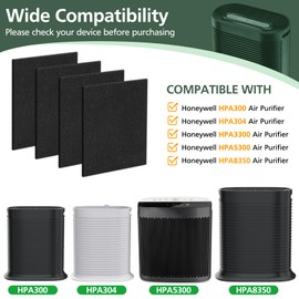 4Pack HPA300 Carbon Pre Filter Compatible with Honeywell HPA300 Series Air Purifier, Precut Premium HRF-A300 Activated Carbon Filter Replacement for Dust, VOC, Smoke/Pet Odors