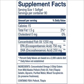 Wileys Finest Peak EPA 1000 mg EPA  DHA Omega-3 por gel suave  Aceite de alaska salvaje de alta potencia, cápsulas de gelatina de pescado con...      