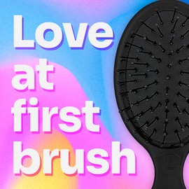 Wet Brush Wet Brush Mini Detangler Hair Brush Frosty Kit - Ultra-Soft IntelliFlex Bristles - Detangling Brush Glides Through Tangles For All Hair Types (Wet Dry & Damaged) - 1 Brush & 3 Elastics