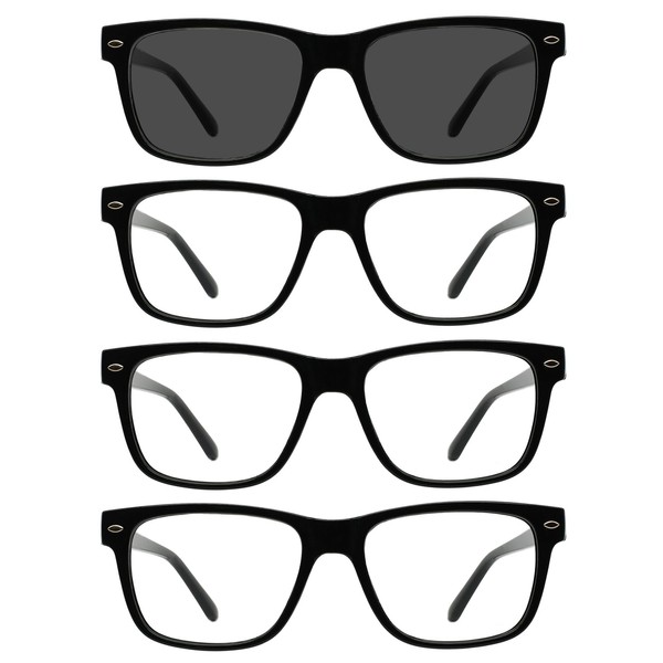 WEMOOTANTS Reading Sunglasses 1.25 for Women 3 Pack Large Square