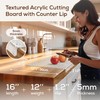 Acrylic Cutting Board with Counter Lip, Textured Clear Cutting Board