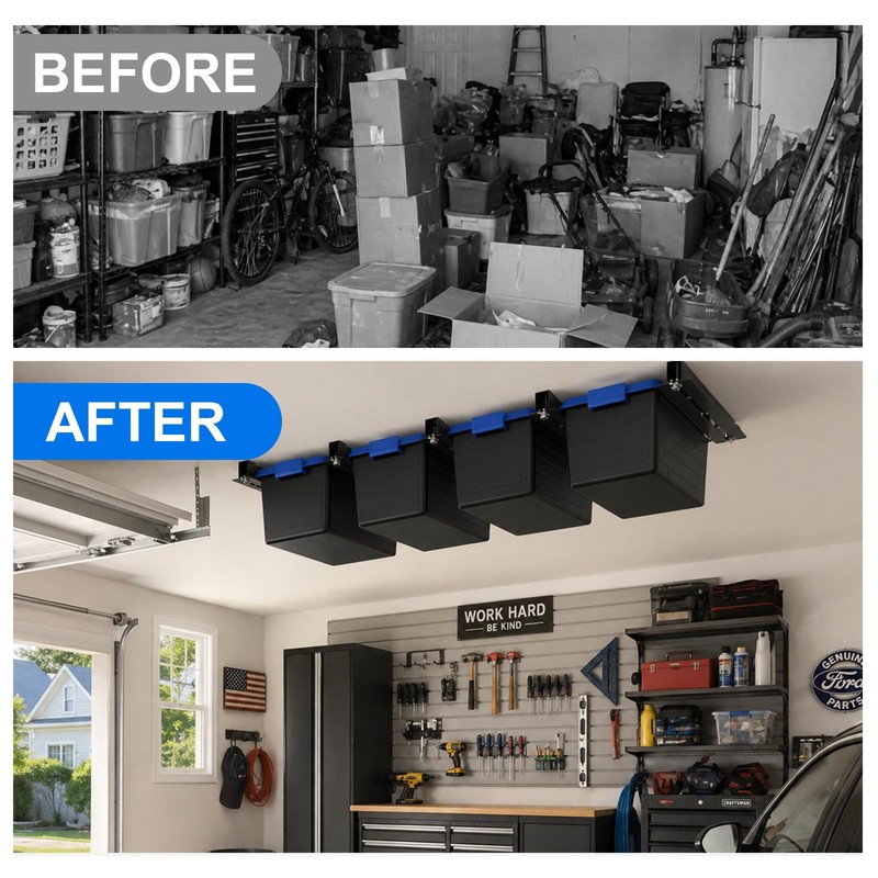 Demimy Heavy Duty Overhead Garage Storage Racks, Ceiling Mount, 6