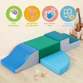 TODIBY 4-Pieces Climbing Toys for Toddlers: PU Leather - Soft Play Climbing for Toddlers - Foam Climbing Blocks for Crawling and Sliding Indoor Playground for Kids