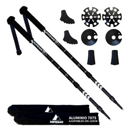 Bastones De Senderismo Aluminio 7075 Ajustables Plegables Color Negro