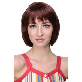 Wig Me Up Women’s Quality Sexy Bob Wig with Straight Fringe - 703 Red Brown (131)