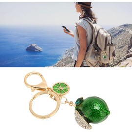 Llavero de Limón Pequeño, Little Lemon Keyring, Metal Fuerte Little Lemon con Diamantes de Imitación Colores Exquisitos Llavero de Limón para Llavero Billetera(Verde)