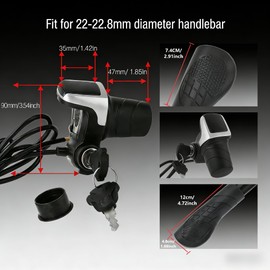 Eatbuy 1 Pair 36v Electric Bike Throttle with LCD Display (Power Indicator), Universal 36v Half-Twist Throttle, Grip Lock Key Set Ebike Throttle for Ebike Motorcycle Scooter