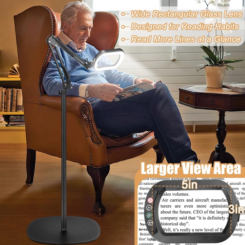 IVMAIE 10X Magnifying Glass with Light and Stand, 3-in-1 Magnifying