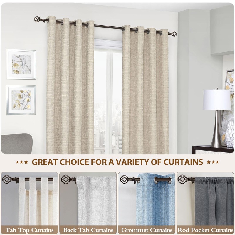KAMANINA Extra Long Curtain Rods for Windows 120 to 170
