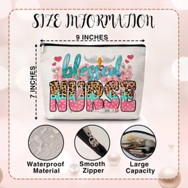 Nurses Makeup Bags, Blessed Nurse Cosmetic Bag, Floral Makeup Pouch Gifts for Nurses Nursing Students, Nurse Appreciation Gifts for Women, Nurses Week Nursing Student Graduation Gifts -46
