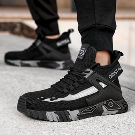 ORISTACO Work Safety Crew Boots Lightweight Breathable Industry Construction Steel Toe Sneakers, 0296 Grey 44