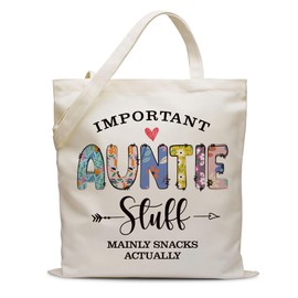 SEWSONG Best Auntie Tote Bag Gifts for Women Her, Important Auntie Canvas Tote Bag for Shopping Beach,Birthday Easter Thank You Gifts form Nephew Niece-62