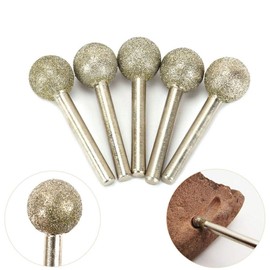 POWERTOOL Rotary Burrs, Diamond Coated Round Ball Burr Rotary Tools for Hanging Mill, Engraving Machines, Glass, Tile, Carving, Material Removal (5Pcs-2.35 x 0.5mm)