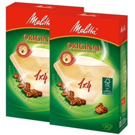 Melitta Coffee Filter Paper, Unbleached, Oil and Taste Resistant, For 4-8 Cups, Original Series, 80 Sheets x 2 Set, Natural Brown