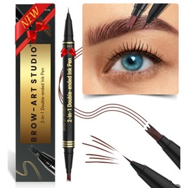 iMethod Microblading Eyebrow Pencil - Eyebrow Pencil 2-in-1 Dual-Ended Eyebrow Pencil with 3 Micro Fork Tip Applicator & Precise Brush Tip Creates Natural Eyebrows, Reddish Brown