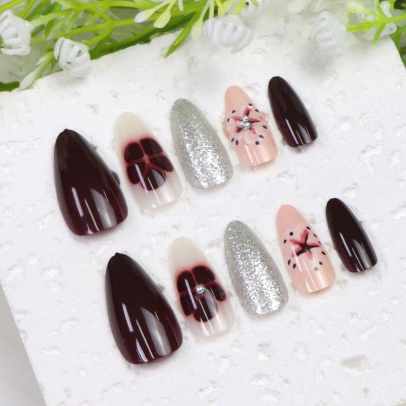 Almond Press on Nails Medium Fake Nails Press ons with