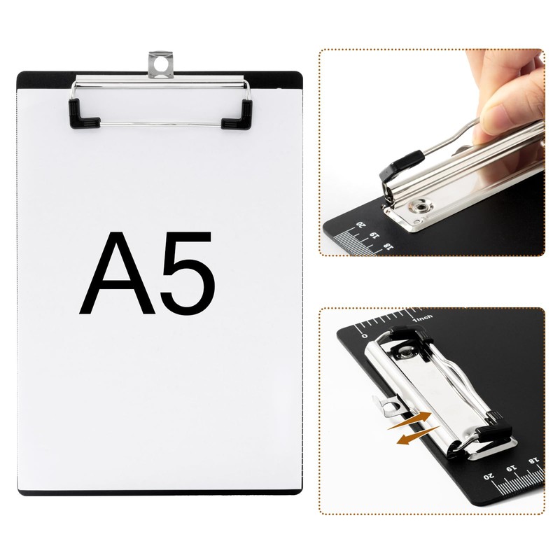 Srvnpioy A5 Black Plastic Clipboard with Extendable Hanging Loop for