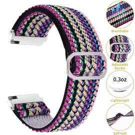 Lamshaw Compatible for Popglory 1.85'' P66 Smart Watch Band, Stretch Elastics Adjustable Strap Compatible for MorePro H56 Smart Watch/Kimnix T99 Pro Watch/LESHIDO CS08 1.85" Watch (Boho Rainbow)