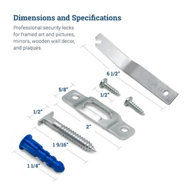 Security Picture Hangers for Cleats - T Lock Security Hangers for Cleats - Extra Frame Lock for Wood Frames - 10 Pack with Wrench (Cleats Not Included)