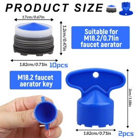 Aerators for taps, 10 pieces, aerator m18.2 aerator, tap aerator, foams quickly and saves water for tap with built-in aerator with a diameter of 18.2 mm