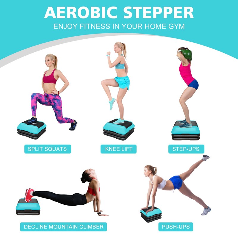 MIIUDGIG 16"x16" Exercise Aerobic Step Platform with 4 Risers, Adjustable