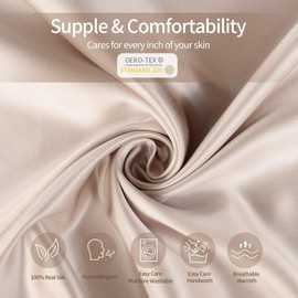 Vividmoo Silk Pillowcase for Hair and Skin 100% Natural Mulberry Silk Pillow Case 22 Momme Pillow Cover with Envelope Closure, Both Side Grade 6A Pure Silk Pillow Sham (Beige, Standard-1 Pack)