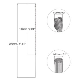 sourcing map Spiral Drill Bit Extra Long High-Speed Steel 5.2 x 300 mm Pack of 1