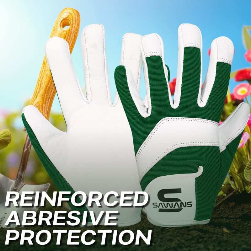Leather Gardening Safety Working Gloves Thorn Proof for Men and