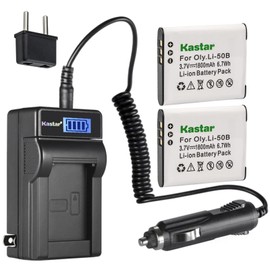 Kastar 2-Pack Li-50B Battery and LCD AC Charger Compatible with Olympus Stylus 9010, SZ-10, SZ-11, SZ-12, SZ-14, SZ-15, SZ-16, SZ-20, SZ-25MR, SZ-30MR, SZ-31MR iHS, Tough TG-610, Tough TG-615 Cameras