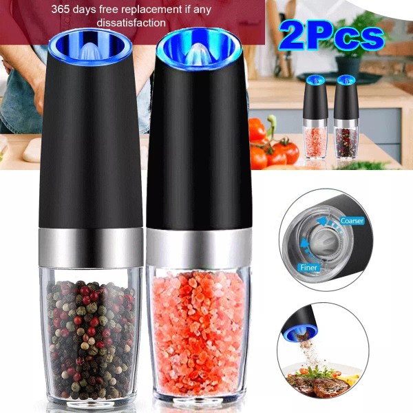 2 Pack Set of Gravity Electric Pepper and Salt Grinder