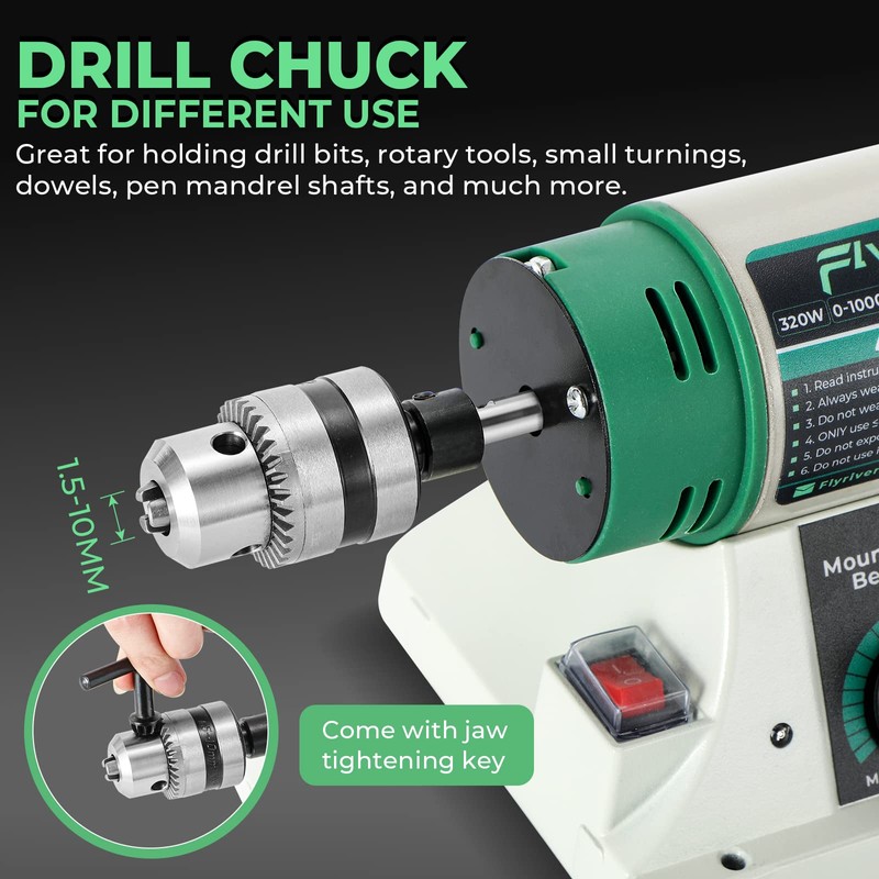 Flyrivergo Bench Buffer Polisher with Accessories Adjustable Variable Speed Multi-Function