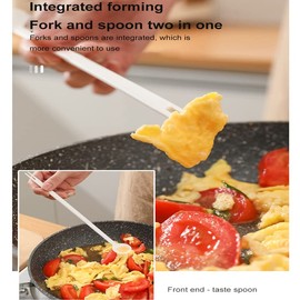 IKAAR Set of 2 Long Spoons, Plastic Spoons, Fork Spoon, Combination Cocktail Spoon, Mixing Spoon, Mini Cooking Spoon, Long Drink Spoon, Plastic Kitchen