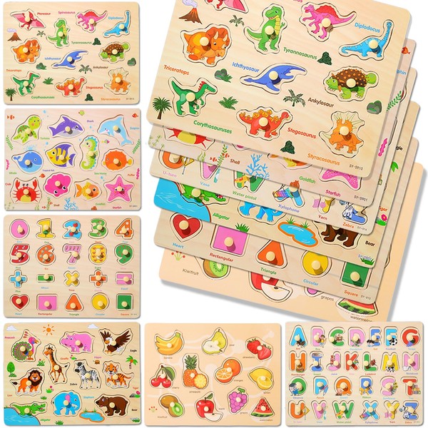 LOYUEGIYO LOYUEGIYO 6PCS Toddler Wooden Peg Puzzle Toys for Age