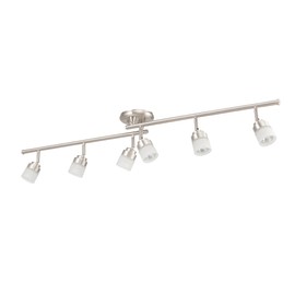 GLOBE Electric 59865 Spence 6-Light Foldable Track Lighting, Brushed Nickel, Frosted Glass Shades