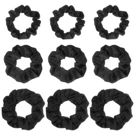 9 Pack Black Silk Scrunchies, 3 Sizes No Damage Hair Ties Soft Satin Hair Scrunchies for Women Elastic Ponytail Holders for Curly Thick Hairs, Oversized Scrunchie Accessories Set for Women Girls