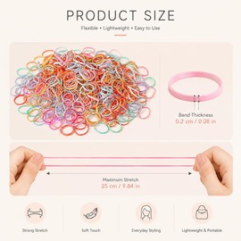 500 Pcs Multi-Coloured Elastic Hair Bands, Sweet Candy Small Hair Ties & Rubber Bobbles for Girls & Kids, Snag-Free Soft Hair Elastics for Plaits, Braids & Fine Hair