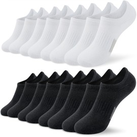Time May Tell No-Show Socks Women's Non Slip Ankle Low Cut Breathable Cotton Blend Low Cut Invisible Liner Socks(4 Black Stripe,4 White Stripe(8 Pairs)) US Size 9-11