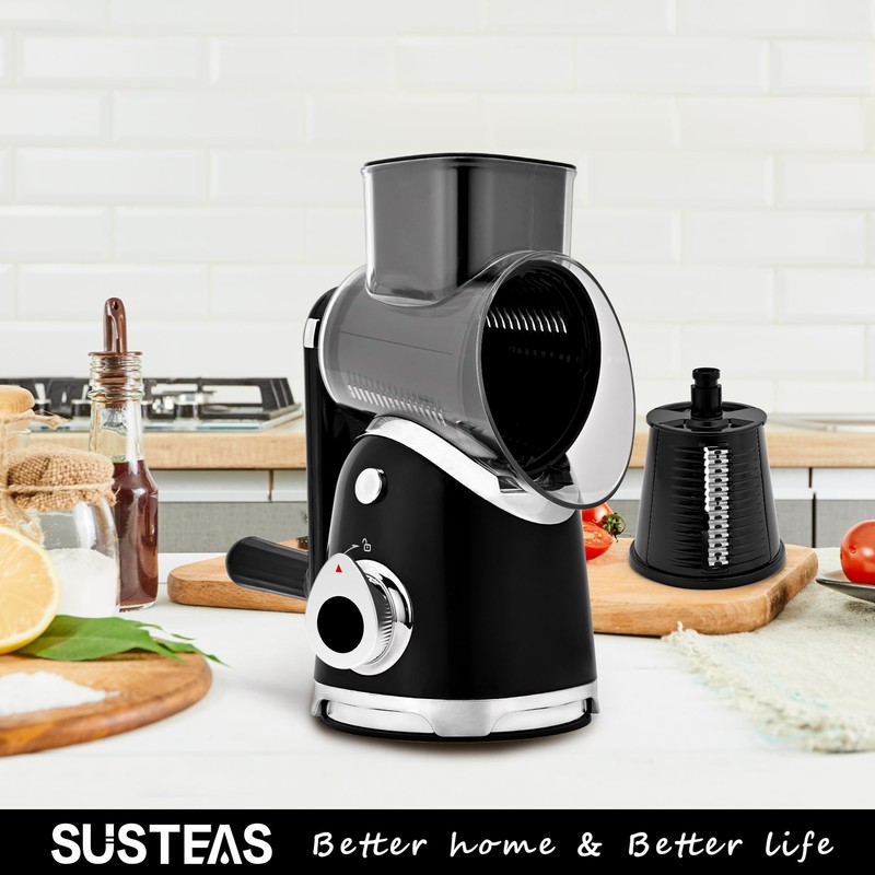 SUSTEAS Rotary Cheese Grater Hand Crank, Kitchen Shredder Vegetable Slicer