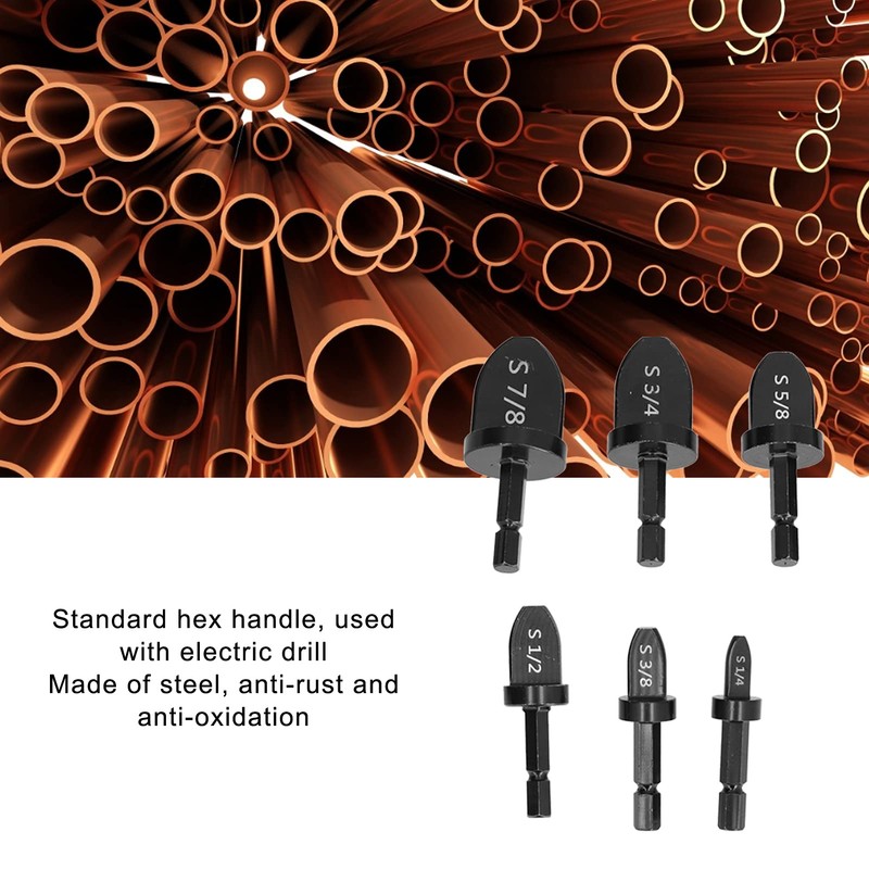 6 Piece Tube Expander Set Hex Handle Pipe Drill Copper